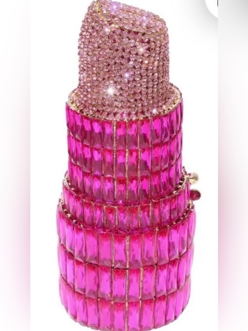 Hot Pink Crystal Lipstick-Shaped wristlet case